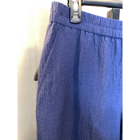 NWT JM Collection Textured Pull On Pants Size Medium Blue Elastic Waist Wide Leg - Picture 4 of 9